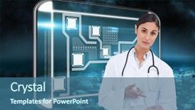  Presentation with rocky - Amazing PPT layouts having female doctor pointing at pill in her hand against rocky landscape backdrop and a ocean colored foreground