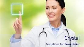  Presentation with healthcare technology - Cool new PPT theme with female doctor pointing to checkbox backdrop and a  colored foreground