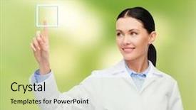  Presentation with healthcare technology - Theme with female doctor pointing to checkbox background and a soft green colored foreground