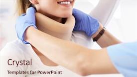  Presentation with neck bones - Theme enhanced with female doctor putting neck orthopaedic background and a lemonade colored foreground