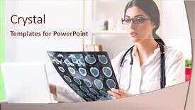  Presentation with dental radiology panoramic x ray - Amazing PPT theme having female doctor radiologist with x backdrop and a lemonade colored foreground