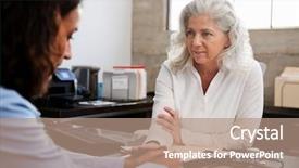  Presentation with career counseling - Presentation design consisting of career counseling - female doctor reassuring a patient background and a coral colored foreground