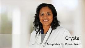  Presentation with doctor office - Cool new presentation theme with female doctor set in her backdrop and a light gray colored foreground