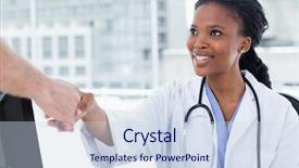  Presentation with doctor office - Cool new presentation with female doctor shaking a hand backdrop and a sky blue colored foreground