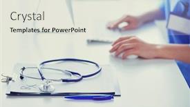  Presentation with trainee nurse sitting by female - Theme consisting of female-doctor-sitting background and a sky blue colored foreground