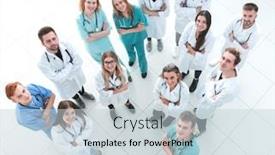  Presentation with female l leader - Beautiful presentation theme featuring female-doctor-standing-in-front backdrop and a lemonade colored foreground