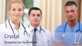 Presentation with nurse team - PPT layouts featuring female doctor standing in front background and a  colored foreground