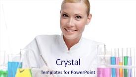  Presentation with glassware - Theme consisting of surrounded by medical glassware makes background and a sky blue colored foreground