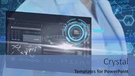  Presentation with data science - Slide set featuring female-doctor-touching-screen background and a teal colored foreground