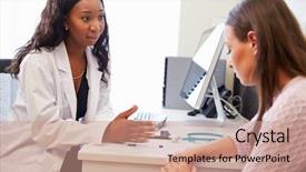  Presentation with patient and doctor - Beautiful slide set featuring female doctor treating patient suffering backdrop and a coral colored foreground
