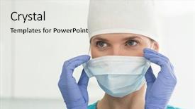  Presentation with surgical nurse - Beautiful PPT layouts featuring female doctor wearing surgical cap backdrop and a white colored foreground