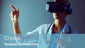  Presentation with virtual reality - Beautiful slides featuring female-doctor-wearing-virtual-reality backdrop and a light blue colored foreground
