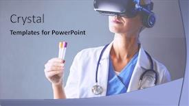  Presentation with virtual reality medical - Amazing theme having female-doctor-wearing-virtual-reality backdrop and a light blue colored foreground