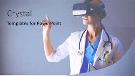  Presentation with virtual - Colorful slides enhanced with female-doctor-wearing-virtual-reality backdrop and a light blue colored foreground