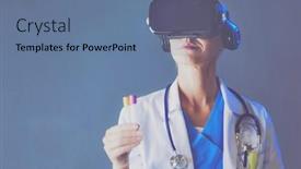  Presentation with virtual reality - Audience pleasing slide deck consisting of female-doctor-wearing-virtual-reality backdrop and a ocean colored foreground
