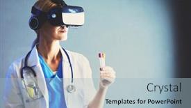  Presentation with virtual reality - Theme enhanced with female-doctor-wearing-virtual-reality background and a  colored foreground