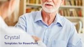  Presentation with nursing - Amazing presentation design having female-doctor-welcomes-senior-man backdrop and a lemonade colored foreground