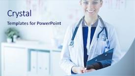  Presentation with music folder - Colorful presentation theme enhanced with female doctor with a folder backdrop and a sky blue colored foreground