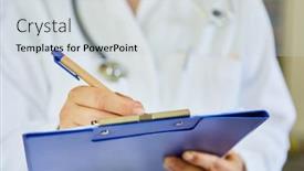  Presentation with medical clipboard - Slide set consisting of female-doctor-with-clipboard background and a light gray colored foreground