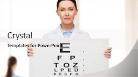  Presentation with eye medicine - Amazing slide deck having female doctor with eye chart backdrop and a white colored foreground