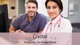  Presentation with male nurse - Presentation enhanced with female doctor with male nurse background and a  colored foreground