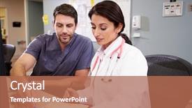  Presentation with male nurse - Slides featuring female doctor with male nurse background and a coral colored foreground