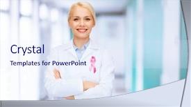  Presentation with emergency medicine - Theme featuring female doctor with pink cancer background and a sky blue colored foreground