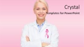  Presentation with pink ribbon - Colorful presentation theme enhanced with female doctor with pink cancer backdrop and a  colored foreground