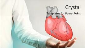  Presentation with medical heart - Amazing presentation theme having female doctor with real heart backdrop and a sky blue colored foreground