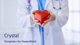  Presentation with cardiology concept - Slides featuring female doctor with stethoscope holding background and a light blue colored foreground