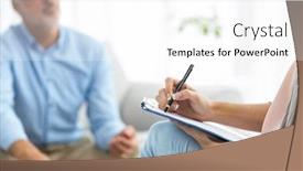  Presentation with consulting - PPT layouts featuring female doctor writing on clipboard background and a white colored foreground