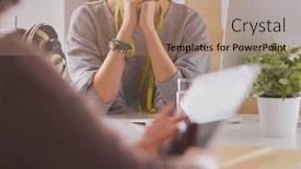  Presentation with potential - Slide set consisting of female-dressmaker-is-communicating background and a  colored foreground