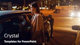  Presentation with driver - PPT theme featuring female-driver-at-car-robber background and a black colored foreground