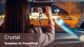  Presentation with driver - Slide set featuring female-driver-at-the-night background and a tawny brown colored foreground