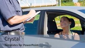  Presentation with ticket - Audience pleasing presentation consisting of female driver begging traffic police backdrop and a seafoam green colored foreground