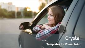  Presentation with driver - Slide deck with female driver beginner looks background and a  colored foreground