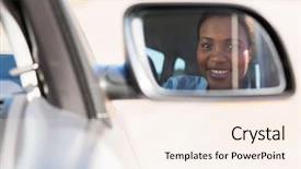  Presentation with driver - Cool new presentation theme with american motors cars - beautiful young african female driver backdrop and a cream colored foreground