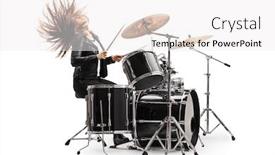  Presentation with drums - Beautiful theme featuring female-drummer-playing-the-drums backdrop and a white colored foreground