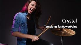  Presentation with drum - PPT theme featuring female drummer playing the drums background and a black colored foreground