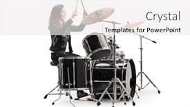  Presentation with drums - Colorful presentation enhanced with female-drummer-starting-to-play backdrop and a white colored foreground