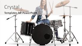  Presentation with drum - PPT layouts featuring female-drummer-with-a-drum background and a sky blue colored foreground
