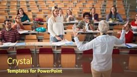  Presentation with professor - Presentation featuring female-elderly-professor-answering-student background and a tawny brown colored foreground