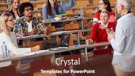  Presentation with professor - Presentation design having female-elderly-professor-giving background and a tawny brown colored foreground