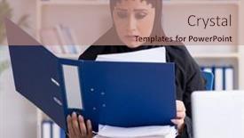  Presentation with hijab - PPT theme enhanced with female-employee-bookkeeper-in-hijab background and a coral colored foreground