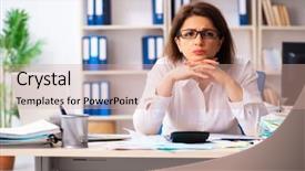  Presentation with budget - Amazing presentation design having female employee in budget planning backdrop and a coral colored foreground