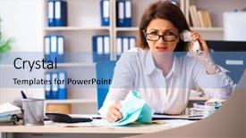  Presentation with budget - Audience pleasing slide set consisting of female employee in budget planning backdrop and a teal colored foreground