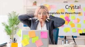  Presentation with worried young female college student - Audience pleasing slide deck consisting of female employee in conflicting priorities backdrop and a lemonade colored foreground