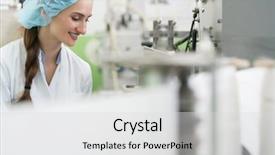  Presentation with lab coat - Slides with female employee wearing protective headwear background and a light gray colored foreground