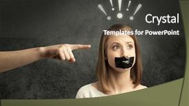  Presentation with employee performance review appraisal - PPT layouts enhanced with female employee with drawn exclamation background and a  colored foreground