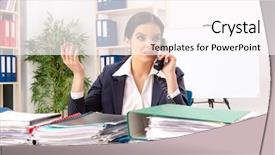  Presentation with employee anniversary work office - Beautiful PPT theme featuring female employee with too much backdrop and a pink colored foreground